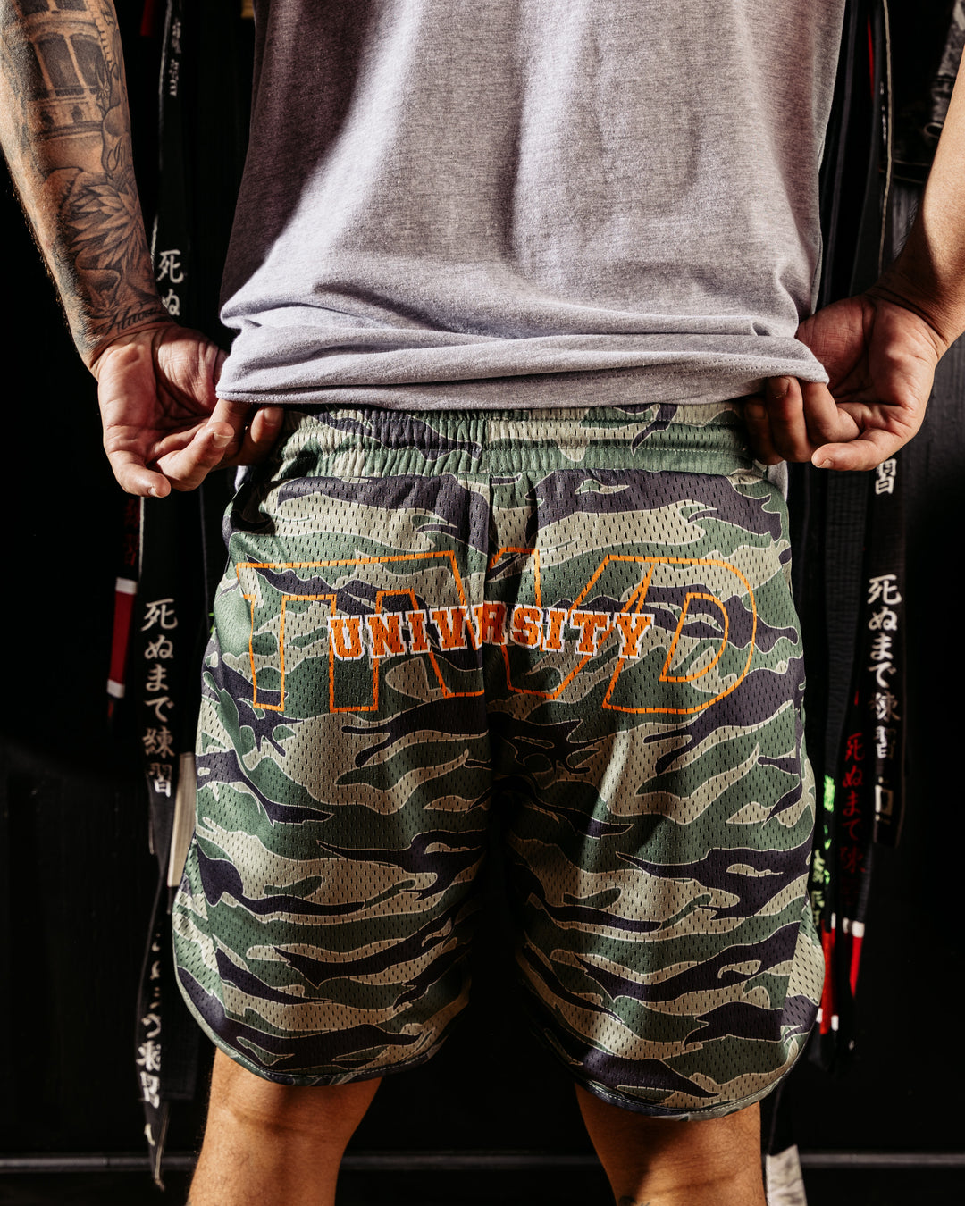 The Varsity Mesh Shorts - Tiger Camo – The Arm Bar Soap Company