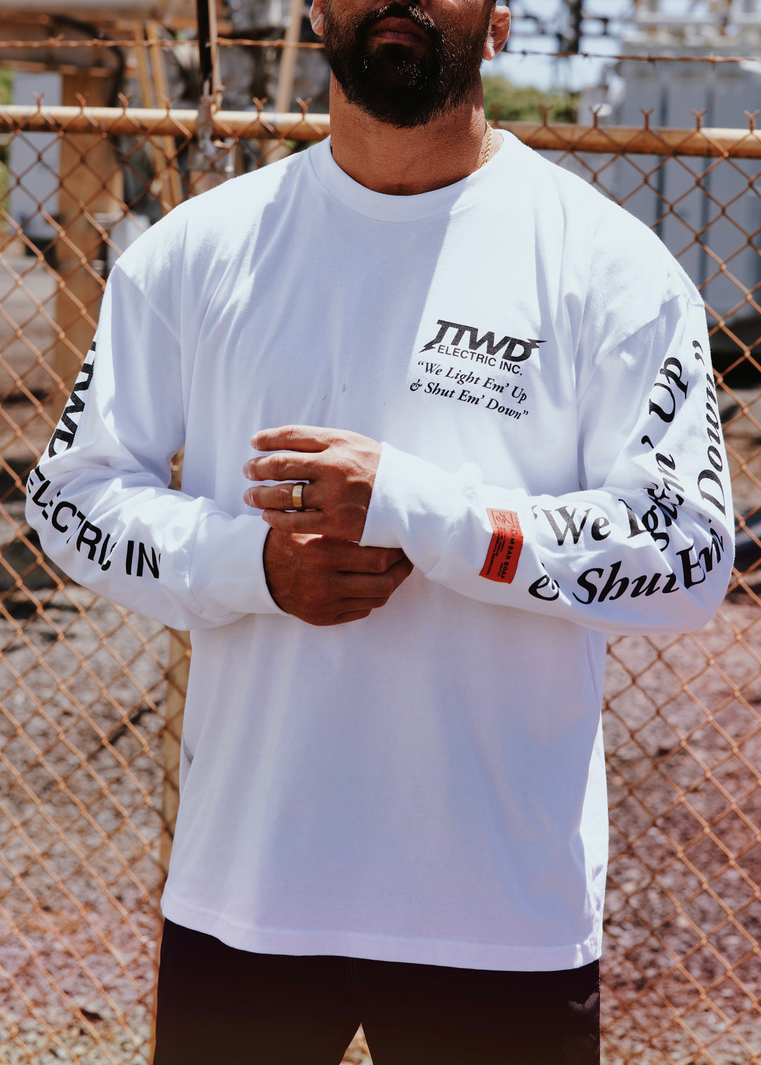 The Electric Inc. Longsleeve Tee - WHITE – The Arm Bar Soap Company