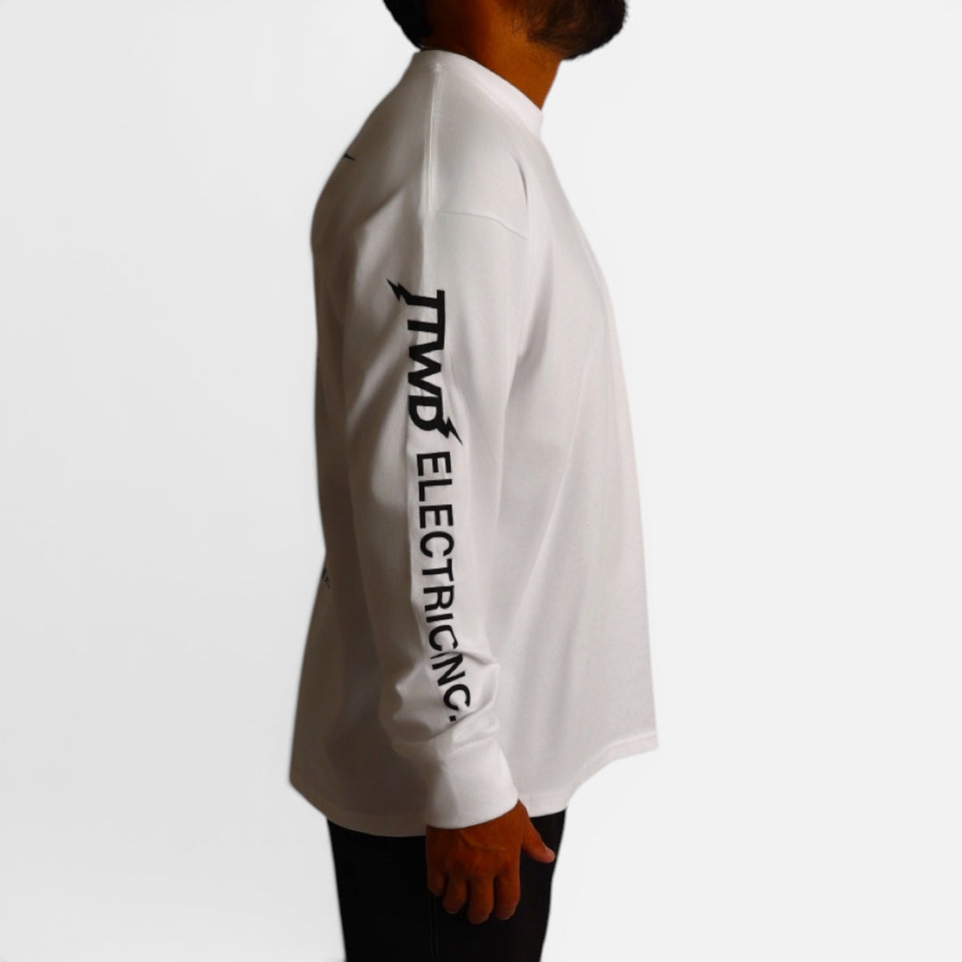 The Electric Inc. Longsleeve Tee - WHITE – The Arm Bar Soap Company
